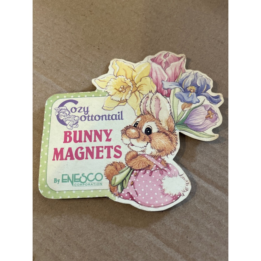 Vintage Enesco Cozy Cottontail Bunny Magnet Header Card Amy J Wulfing 361089